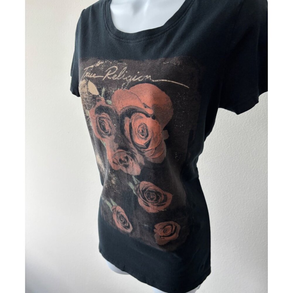 True Religion Rose Graphic T-Shirt Small Crew Neck Streetwear Festival Boho Rock - Picture 15 of 16
